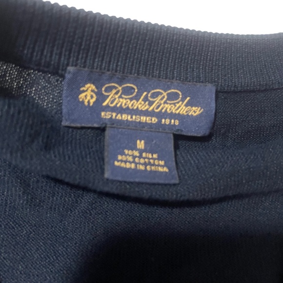 Brooks Brothers Medium Blue Plaid Silk Cotton‎ V-Neck Sweater - Picture 2 of 5